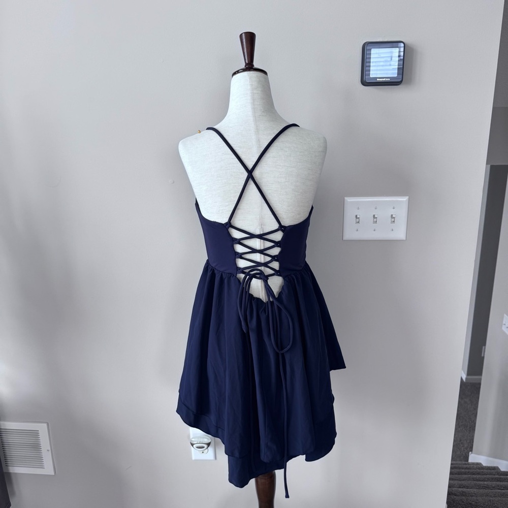 NWT! Halara Breezeful Lace Up Tiered Ruffle Quick Dry Flowy Mini Slip Dress - Picture 6 of 9